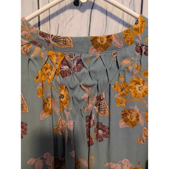 Free People Long Sleeve Oversized Floral Boho Chic Tunic Top Size XS Hippie - Picture 5 of 6